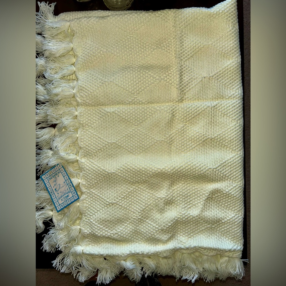 NWT VINTAGE 1983 Once Upon a Time Yellow Knit Baby Blanket 30”x42” NEW